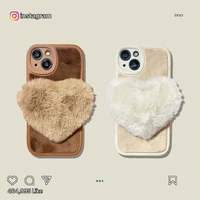 iphone case winter warm plush 3d love full coverage camera protection shockproof style for iphone 13 12 11pro xr xsmax soft case