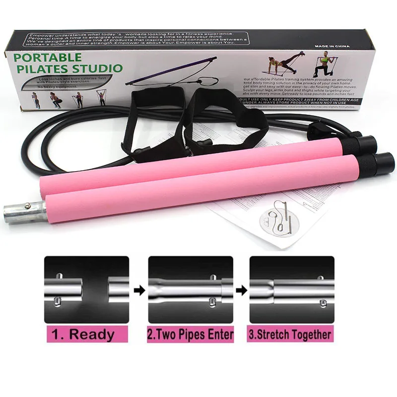 Yoga Pilates Bar Pull Rope Stick Exercise Equipment Crossfit Gym Workout Fitness Trainer with Resistance Elastic Bands | Спорт и