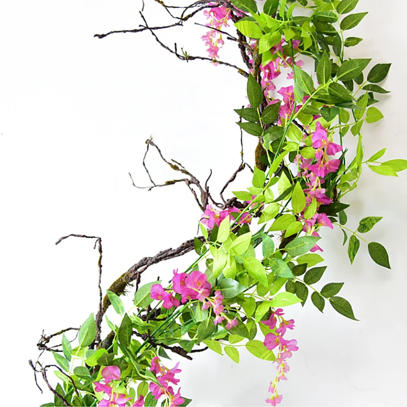 180cm Fake Ivy Wisteria Flowers Artificial Plant Vine Garland for Room Garden Decorations Wedding Arch Baby Shower Floral Decor images - 6
