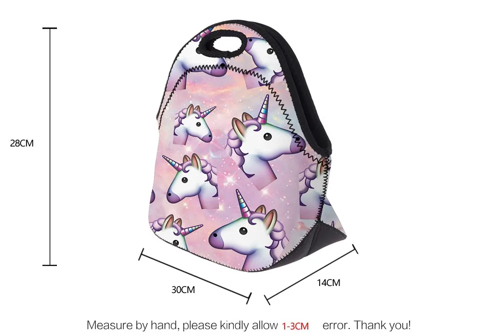 Bignosedeer Розовый Единорог Неопреновый Изолированный Ланч бокс для женщин