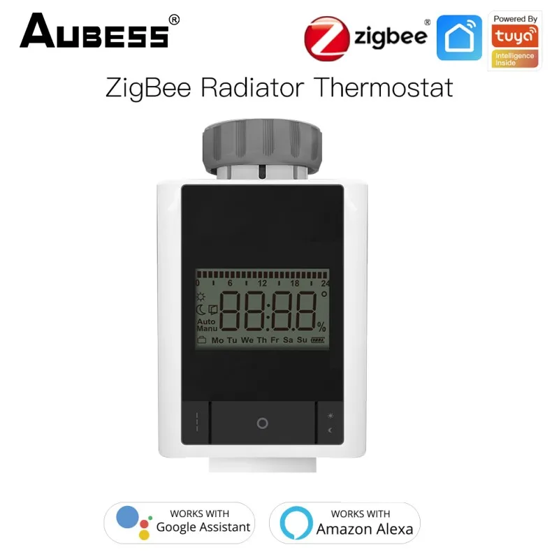 

Aubess ZigBee Thermostat Tuya Radiator Actuator Valve Smart Programmable TRV Temperature Controller Alexa Google Voice Control
