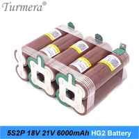 turmera battery pack 18650 hg2 3000mah 20amps for 18v screwdriver battery weld soldering strip 5s 18v battery pack customize