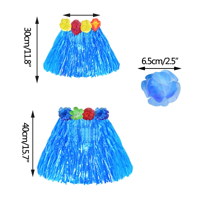 

30/40cm Hawaiian Hula Grass Skirt Women Kids Dress Up Summer Beach Party Plastic Colorful Straw Skirt Hawaiian Costumes Supplies