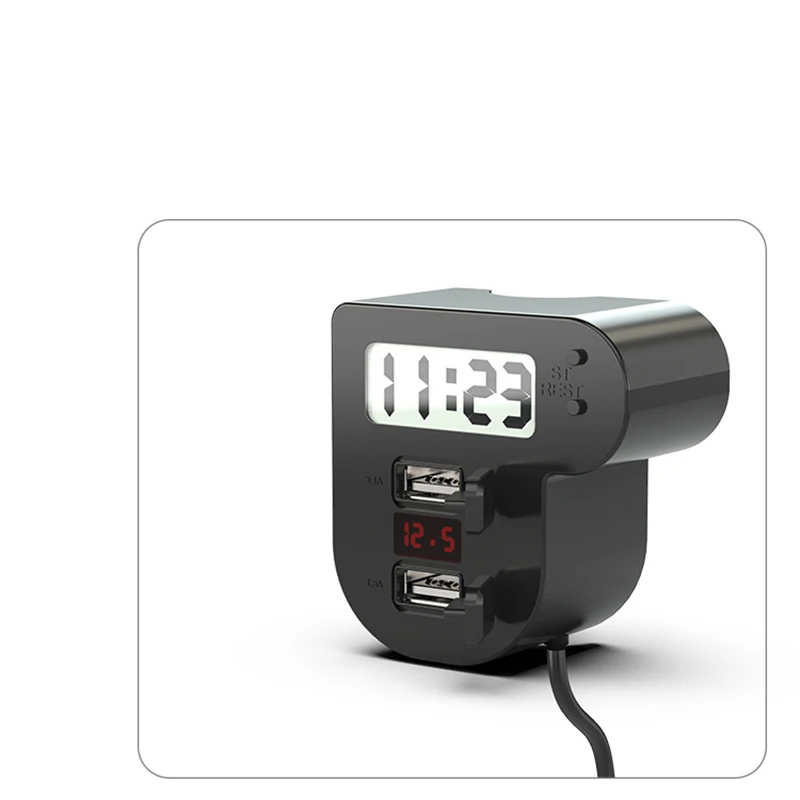 Мотоцикл Quick Charge Dual USB 5 В 3.1A/1.5A зарядное устройство мотоцикл светодиодные цифровые часы Вольтметр водонепроницаемый USB крышка аксессуары