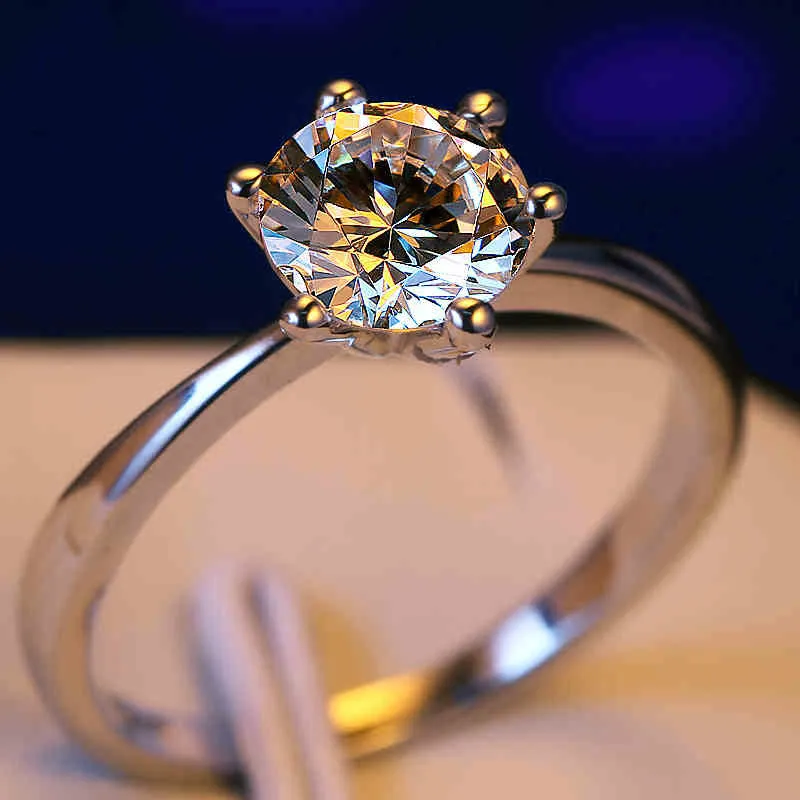 Hot sale white gold color rings inlaid big crystal for women wedding jewelry latest popular 2 carats finger gift | Украшения и
