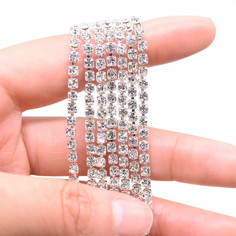 5 м/шт. 2 3 мм широкий черно белые стразы AB Crystal цепи стекло цепочка с подвеской в