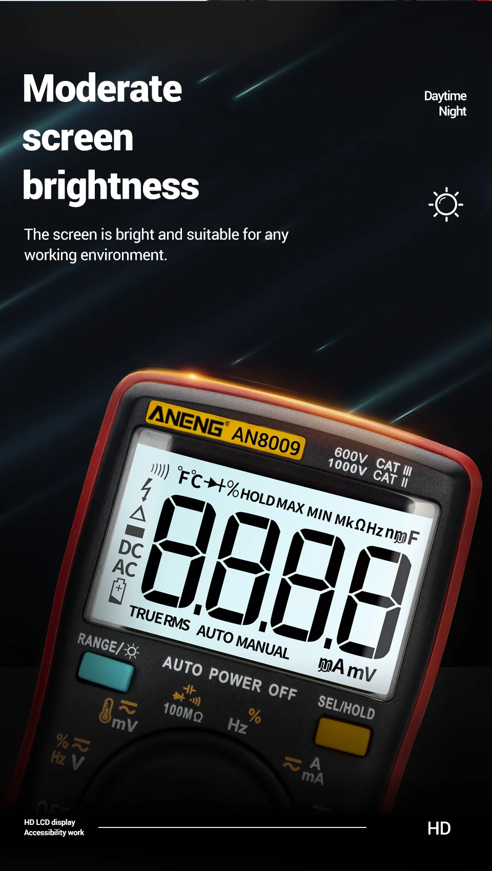 ANENG AN8009 мультиметр цифровой тестер multimeter esr метр мультиметры 9999 граф цифровой мультиметр транзистор тестер tester мултиметр тестор мультитестер мультиметр с термопарой конденсатор автоматический мультимет