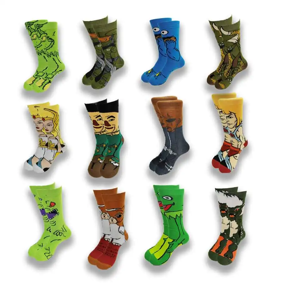 

A Pair of Men Happy Funny Winter Warm Socks Cartoon Anime Clown Long Socks Men Cool Crew Socks Street Fashion Sewing Pattern