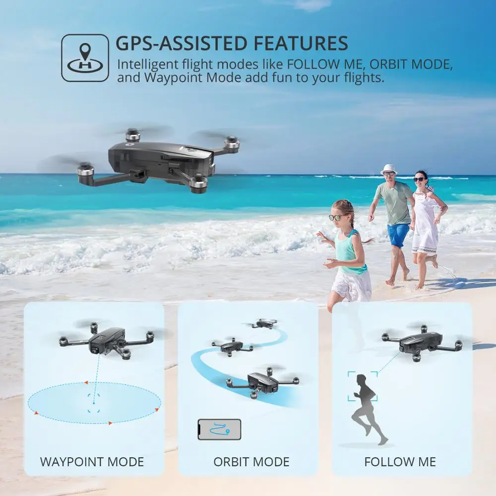 Holy Stone-Dron con estabilizaci&oacute;n de imagen el&eacute;ctrica, cuadric&oacute;ptero con GPS, 5G, FPV, Motor sin escobillas, 4K, UHD, HS720E(HS105) EIS-3