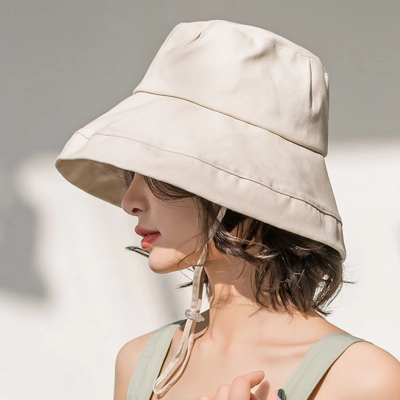 Летняя черная Панама для женщин шляпа от солнца корейская с широкими полями