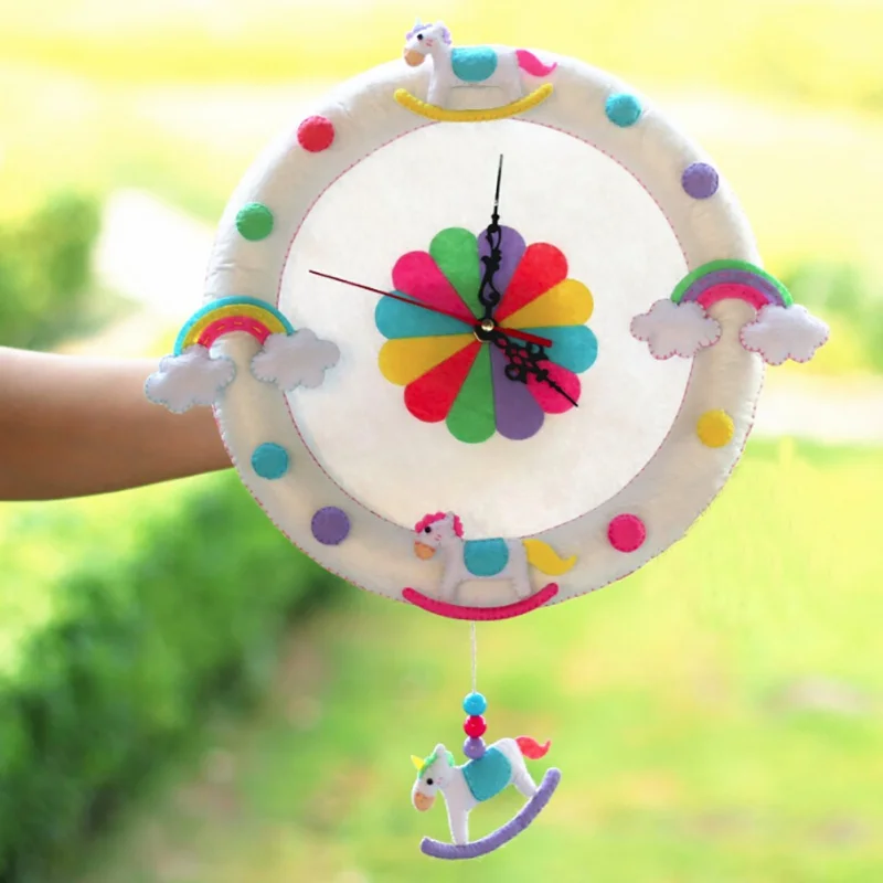Felt Wall Clock Free Cutting DIY Package Forest Animal Theme Handmade Cloth For Living Room Decorartion | Дом и сад