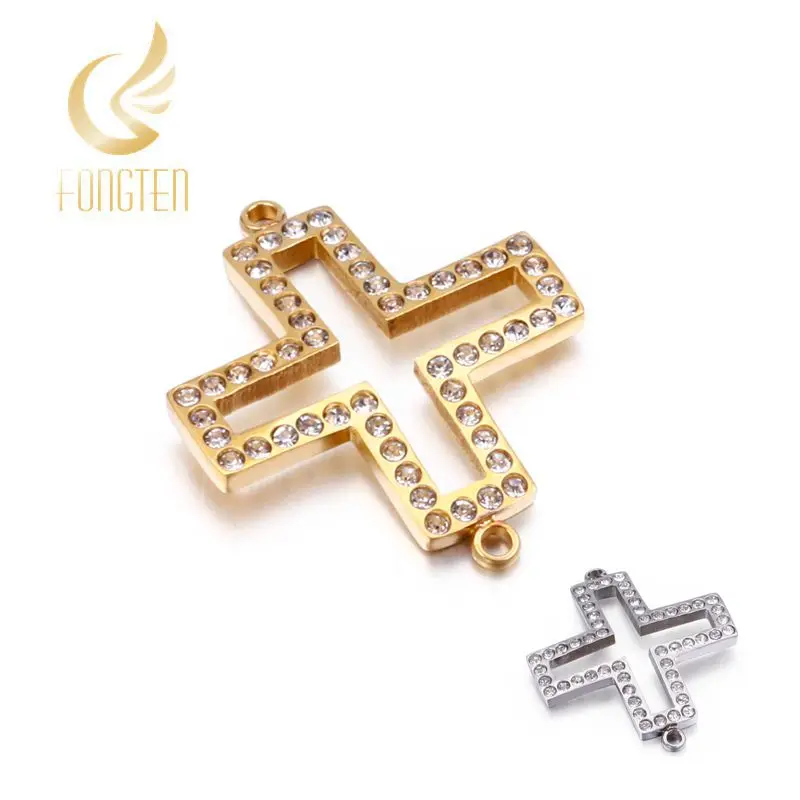 

5Pcs Stainless Steel Zircon Cruz Connectors DIY Jewelry Finding Accessories