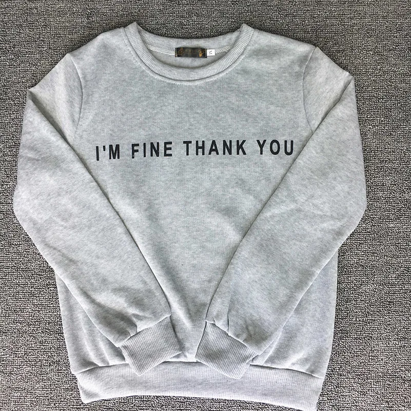 I'm Fine Thank You Hoodies Sweatshirts EuropeTops 2022 Women Casual Kawaii Harajuku Kpop Sweat Punk For Girls Clothing Korean