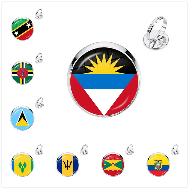 

The Commonwealth of Dominica,Saint Lucia,Saint Vincent and the Grenadines,Barbados,Grenada,Ecuador National Flag Adjustable Ring