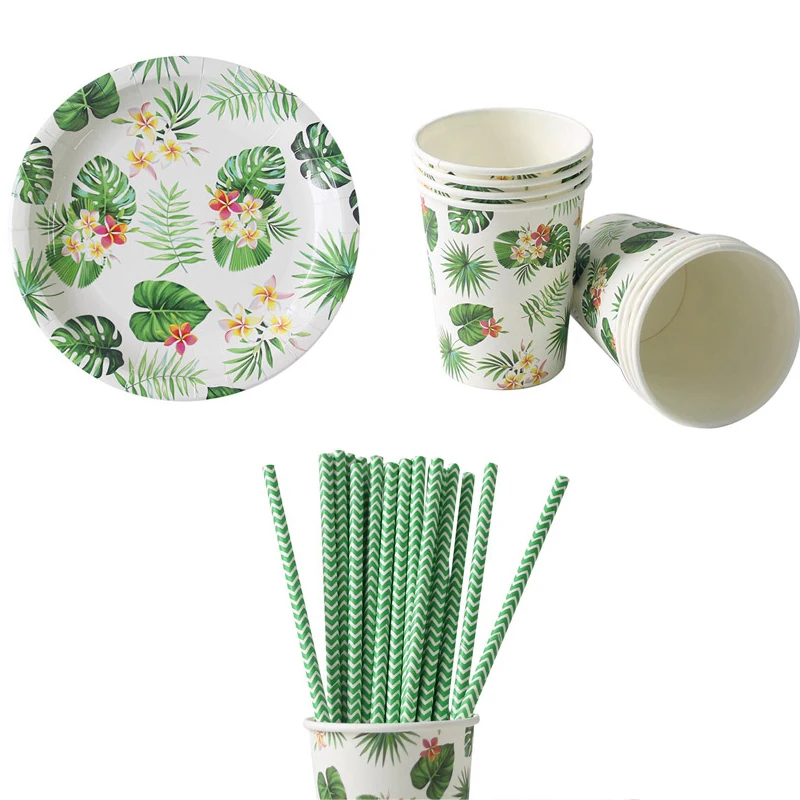 Одноразовая посуда для Гавайской вечеринки бумажная тарелка с принтом