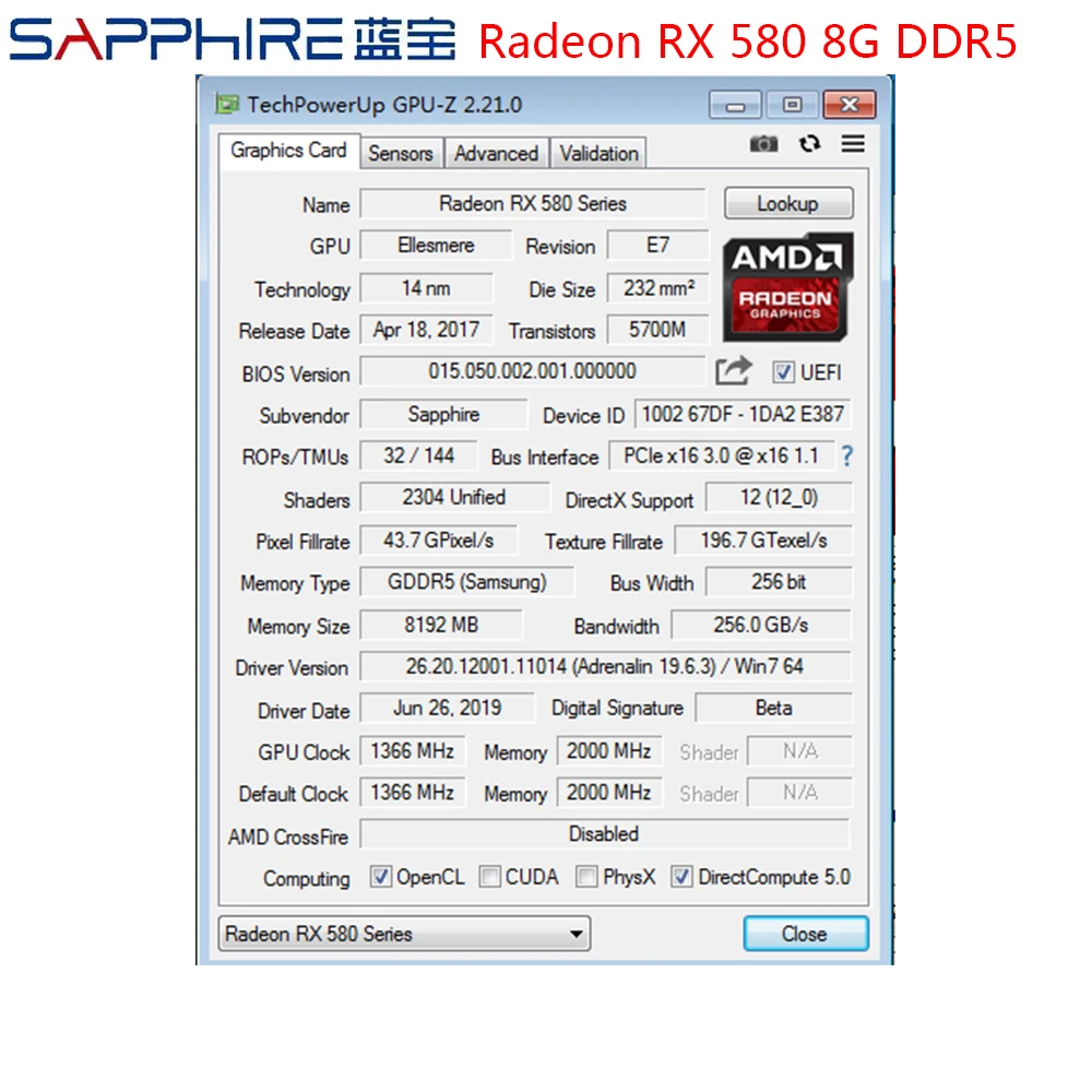 Видеокарты SAPPHIRE AMD Radeon RX580 8 ГБ GDDR5, игровые видеокарты RX 580 256bit 8 ГБ GDDR5 для игрового компьютера RX580