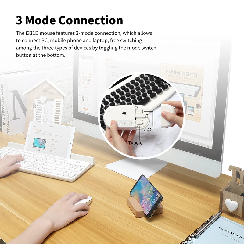 Беспроводная мышь Victsing 2400DPI Bluetooth эргономичная геймерская с 2 4G USB Type C для офисного