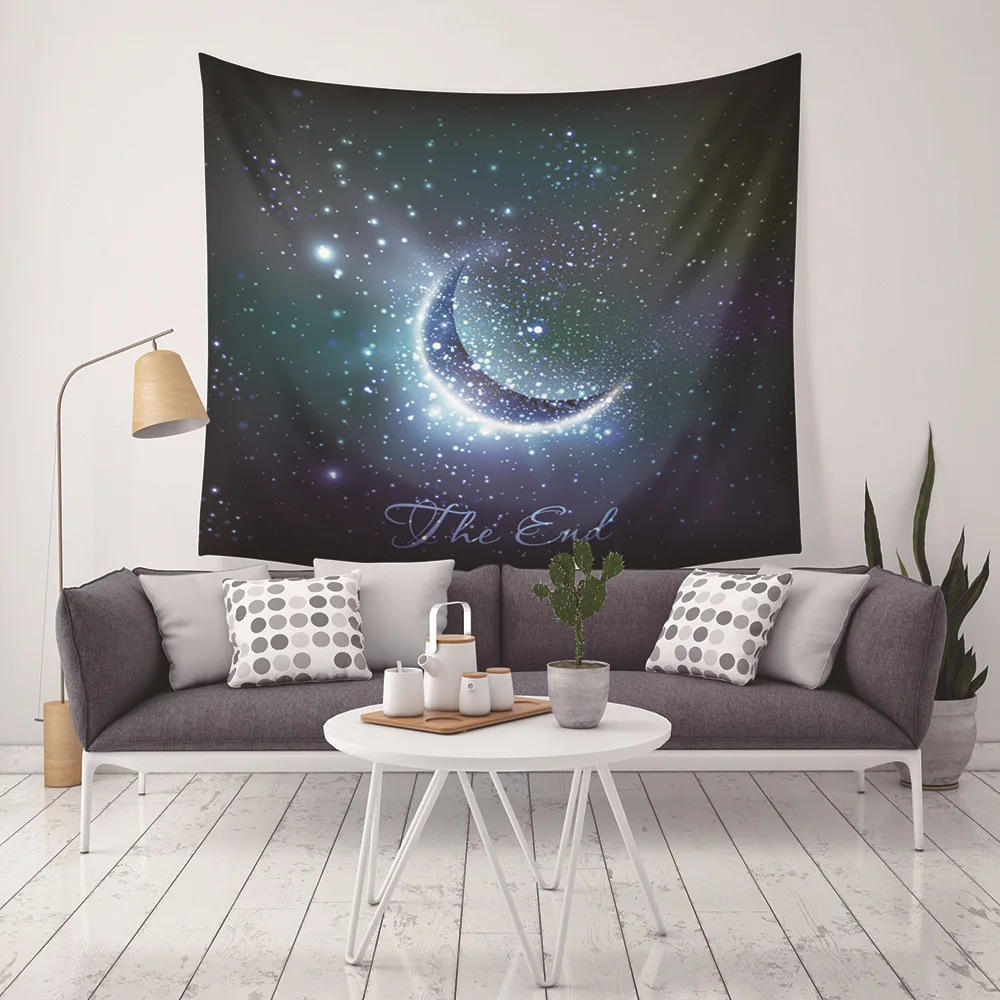 

Yaapeet 1pc Moon Printed Wall Hanging Polyester Psychedelic Wall Tapestry Pretty Space Hanging Tapestry Star Printed Home Decor