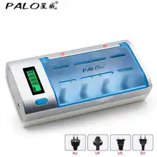 PALO New Rechargeable LCD Display Smart Screen Battery Charger For 1.2v Ni-MH NI-CD AA/AAA/C/D/9V Size Batteries
