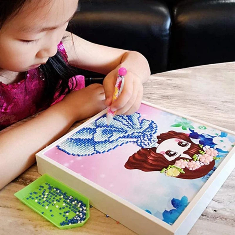 New 6Pcs 5D Diamond Painting Drill Pen Tools+1Pc Triple-cornered TrayCute Pens Sticky for | Дом и сад