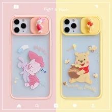Piglet Winnie Pooh Disney iPhone 11 Pro Max Case Sliding Camera Protection iphone 12 Pro Max Cover Girls Cute Kawaii