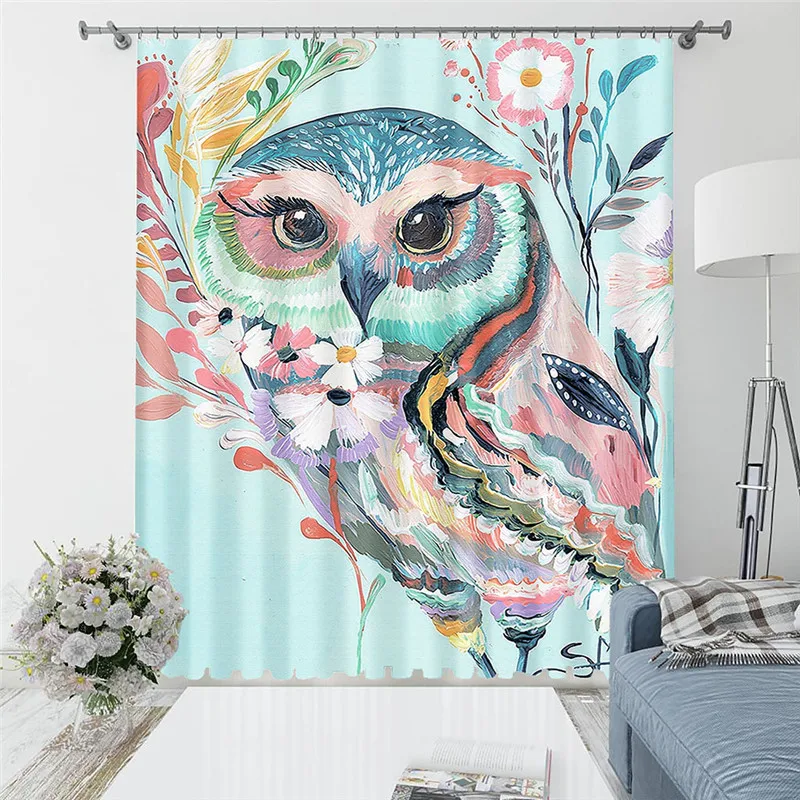 Затемняющие детские шторы с рисунком Совы и пары комплект для занавесок подходят