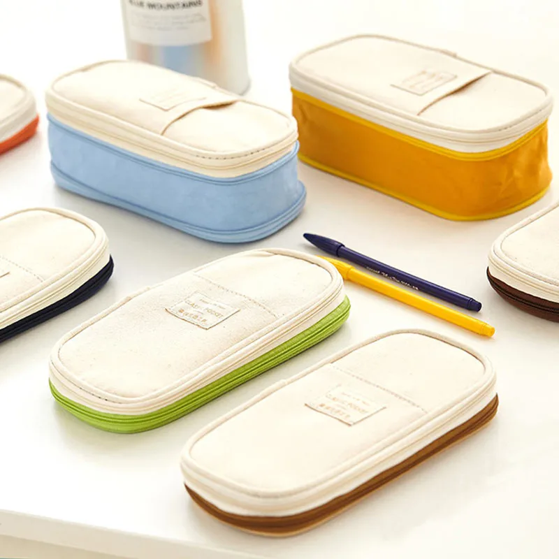 Тканевый чехол для карандашей растягивающийся двухслойный большой объем