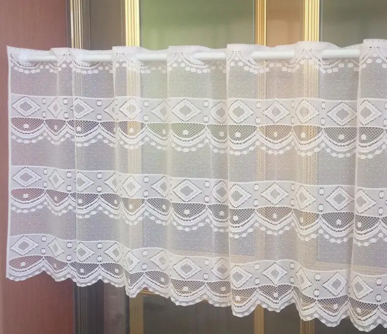 Европейский стиль белая кружевная занавеска Короткая для кухни декоративная