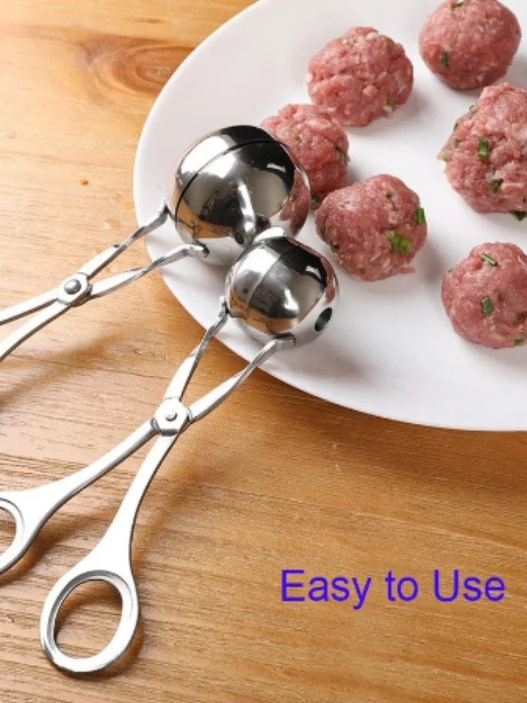 

Meat Baller Stainless Steel Meatball Clip Tongs with Rubber Grip for Kitchen Pork Beef Meat Rice Ball Maker Cooking Tools Gadget