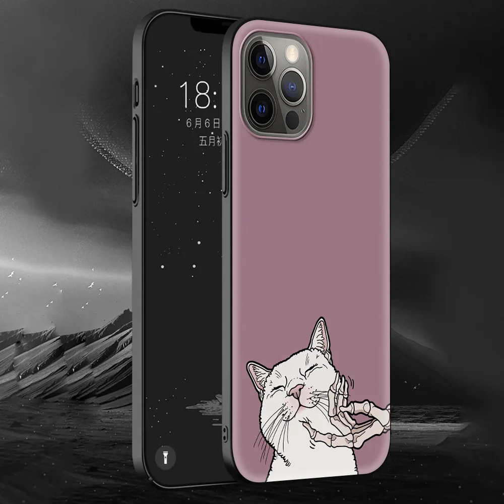 

Soft Silicone Case Funda For iPhone 12 11 Pro Max X XS Max XR 7 8 6 6S Plus Phone Capa Cover Coque Clear Skull Cat
