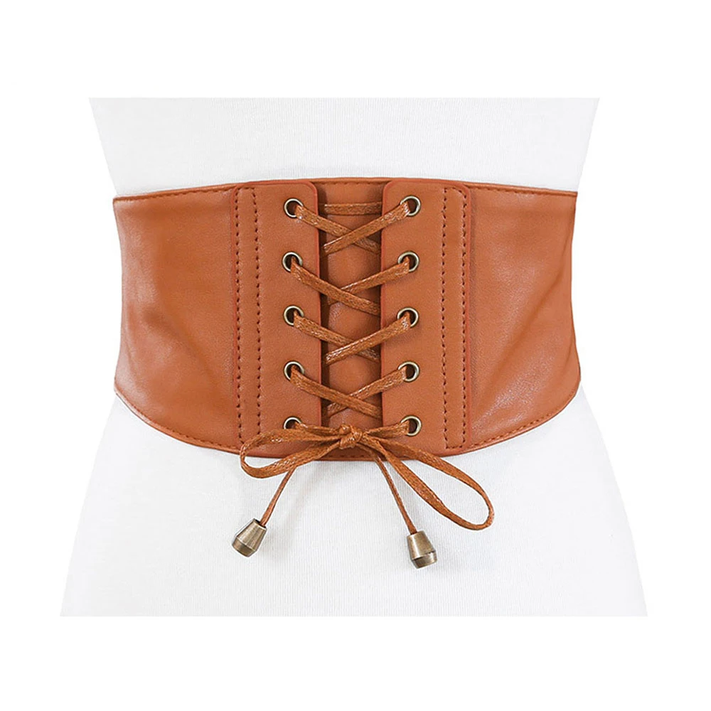 Женский камербанд со шнуровкой винтажный широкий кожаный корсет с