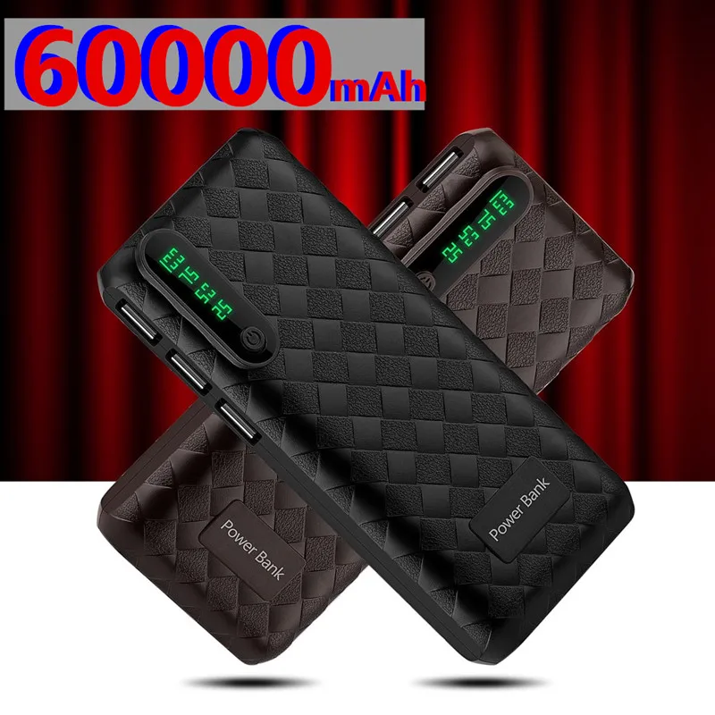 Внешний аккумулятор 60000 мАч двойной светодиодный USB дисплей флэш светильник 10000