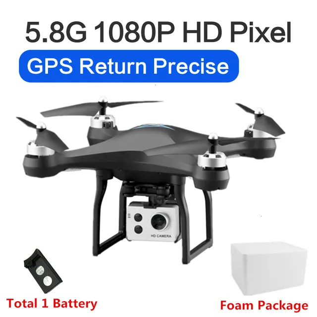 Black 1080p 1battery Все новые S2 Дрон gps Квадрокоптер с камерой Hd 5G пульт дистанционного управления Вертолет Wifi складной мини селфи Дрон селфи Квадрокоптер - Цвет: Black 1080p 1battery