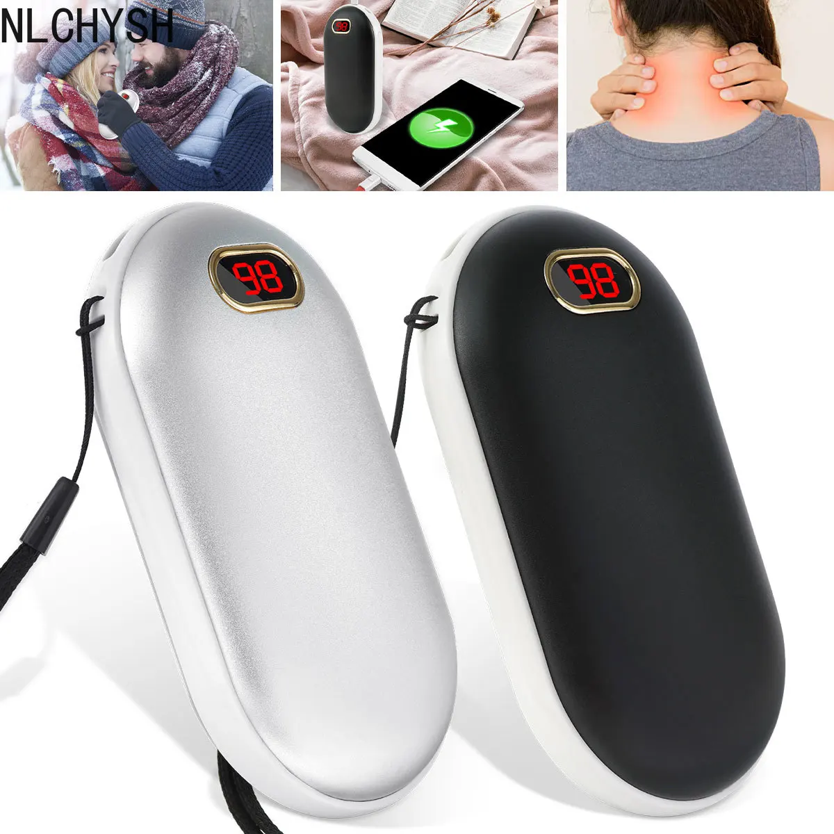 

1PC Travel Handy Mini Pocket Warmer Warming Product 8000mAh Cute USB Rechargeable LED Electric Hand Warmer Heater