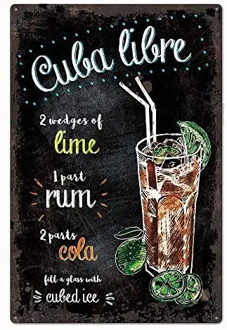 

Cocktail Preparation Method Novelty Parking RetroMetal Tin Sign Plaque Poster Wall Decor Art Shabby Chic Gift Suitable 12x8 Inch