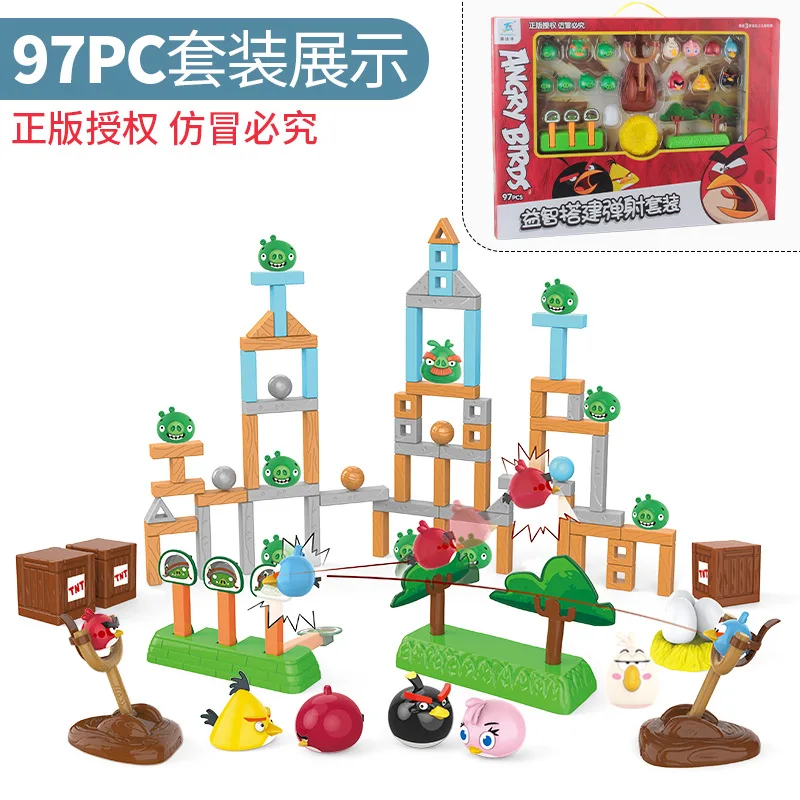 

Genuine Angry Birds Board Game Jenga Toys Full Set Building Blocks Slingshot Catapult Children Anime Figures Doll Holiday Gifts