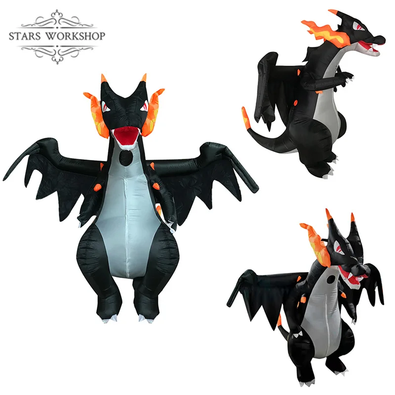 Аниме мультфильм надувной костюм динозавра вертел огонь дракон Косплей Взрослый