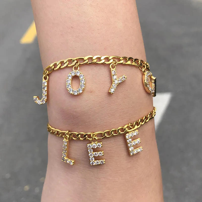 

Custom Personalized Tiny A-Z Initial Letter Bracelets For Women Stainless Steel Gold Chain Name Bracelet Boho Jewelry Gifts