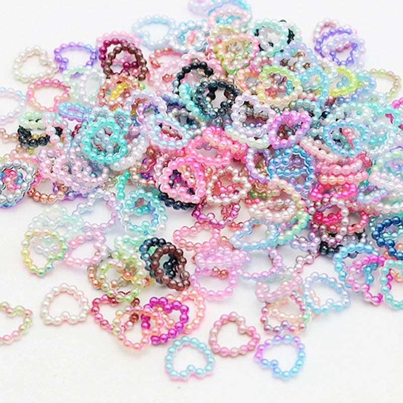 Бусины россыпью в форме сердца радужного цвета имитация жемчуга для рукоделия