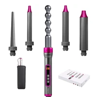 5 in 1 hair curling iron wand set 19 32mm hair curler rollers instant heating up curling tongs with lcd temperature adjustment