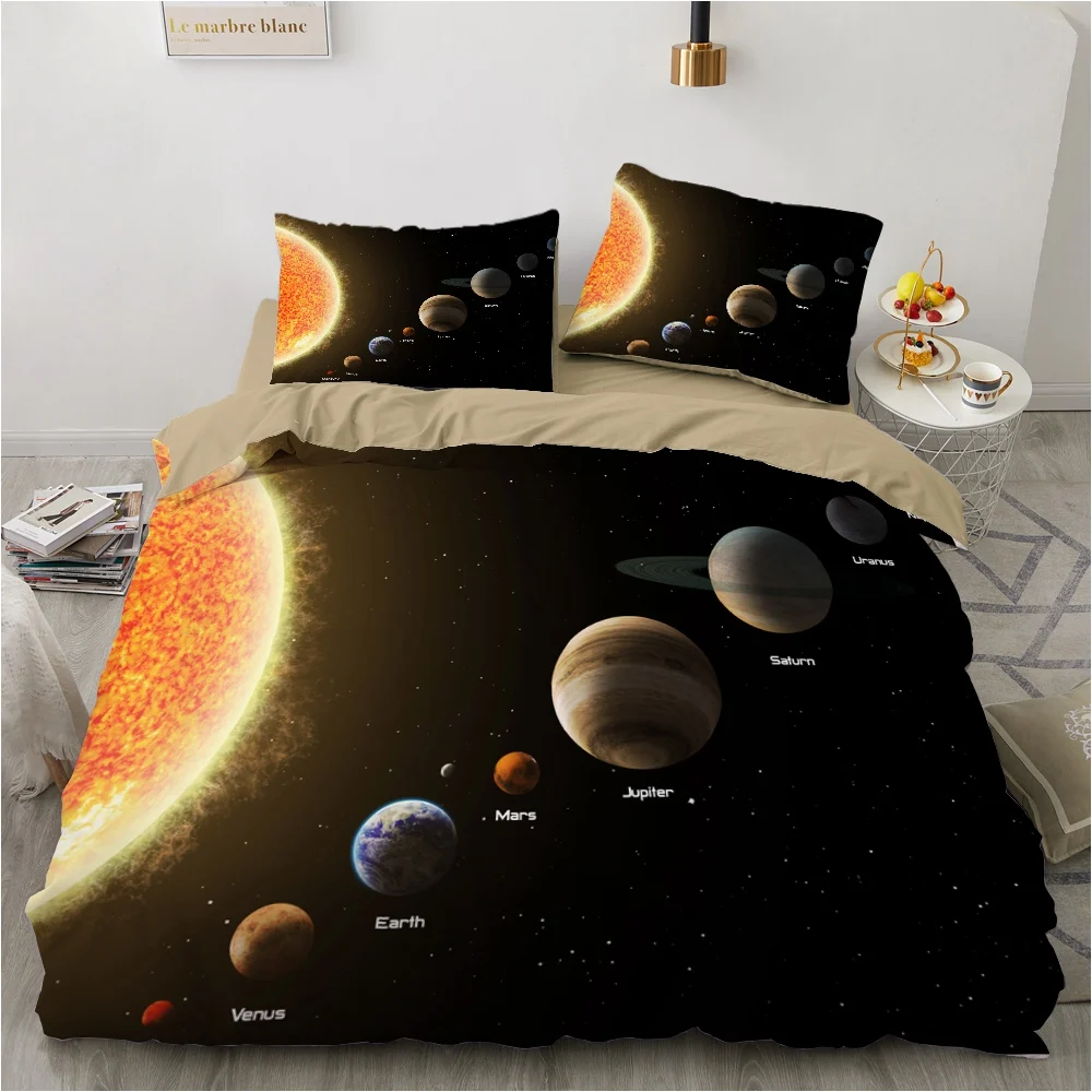 

Custom 3D HD Duvet Cover Set,Bedding Set King/Queen/Double Size,Print Quilt Cover Set,2/3PCS bedclothes,Bed Set Seven Planet