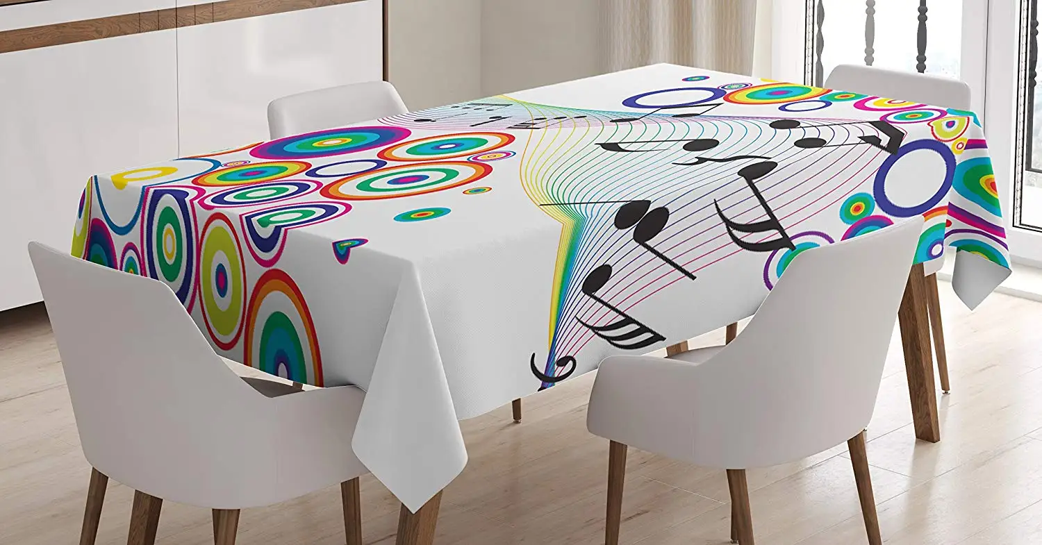 Музыкальная Декоративная скатерть музыкальные нотки радужного цвета плазменные