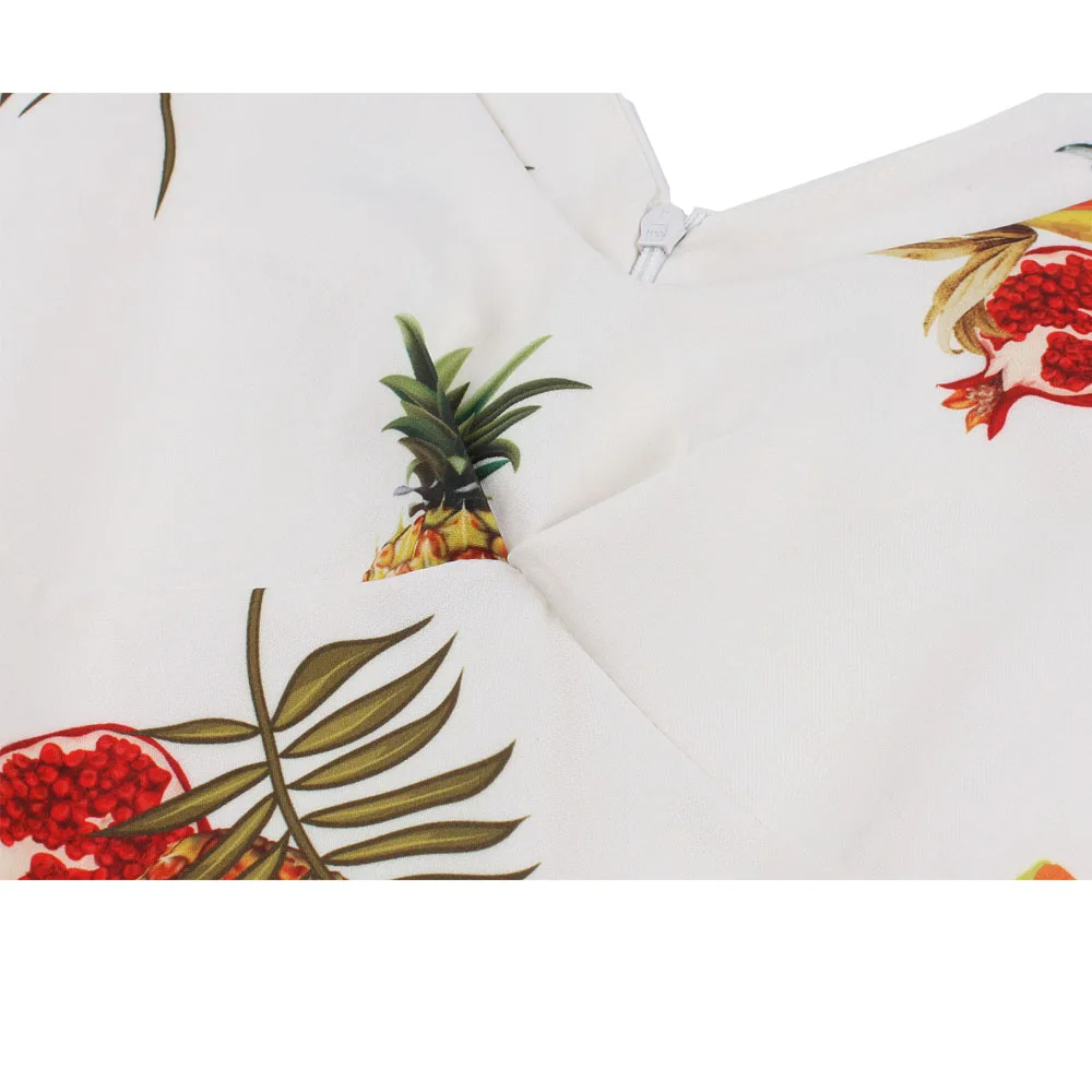 Платье без рукавов Одри Хепберн Летний стиль принт фрукт ананас Рождество 50s 60s