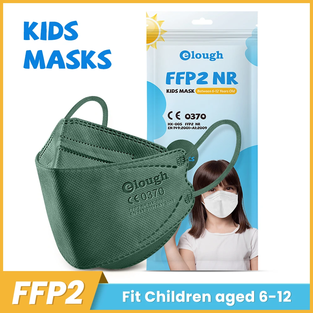 Elough Mascarillas FPP2 для детей 6-12 лет 4-слойные Детские маски FFP2 Детская FFP 2 FFP2Mask Mascarilla KN95