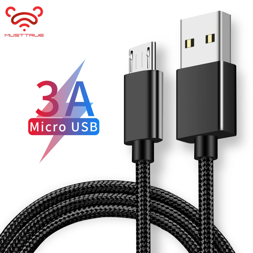 MUSTTRUE Micro USB кабель 3A Быстрый кабель синхронизации данных и зарядки для samsung huawei Xiaomi LG Andriod Microusb Кабели для мобильных телефонов