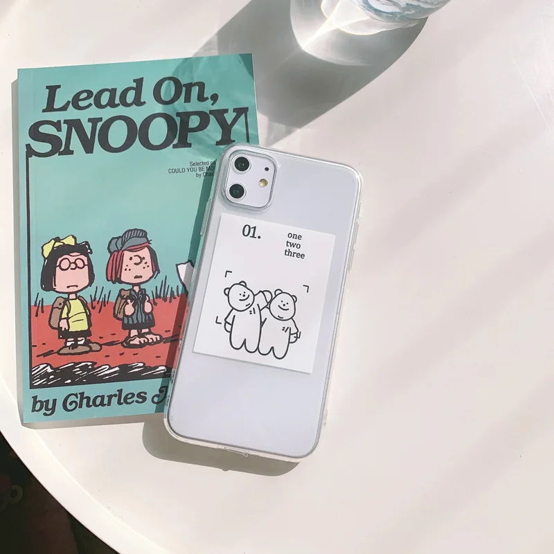 

Transparent personality bear silicone phone case for iPhone11 12Pro Max mini XR XS XSMax 8 7PluS anti-fall protective back cover