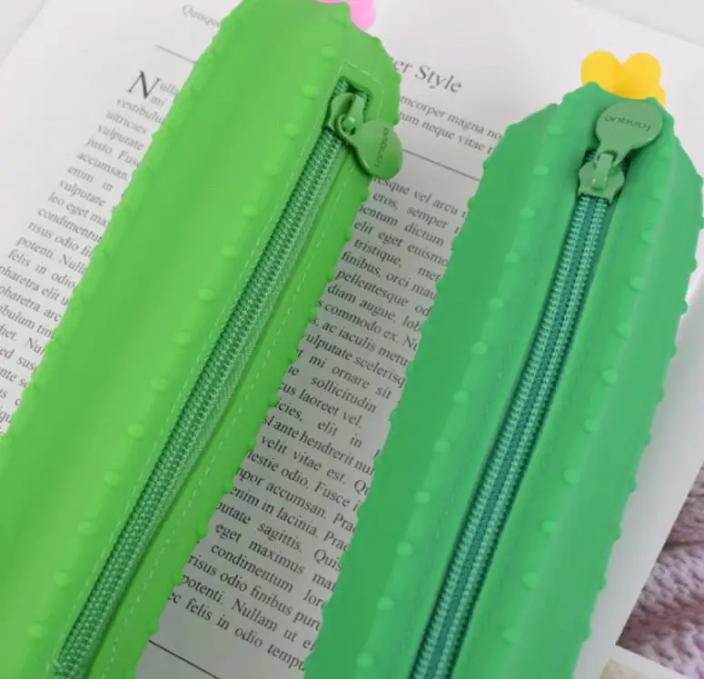 1 шт. силиконовый чехол для карандашей на молнии с изображением кактуса|Пеналы| |