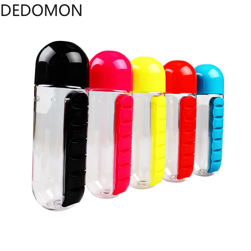 Коробка для таблеток 2 в 1 600 мл бутылка воды на открытом воздухе 7 отделений