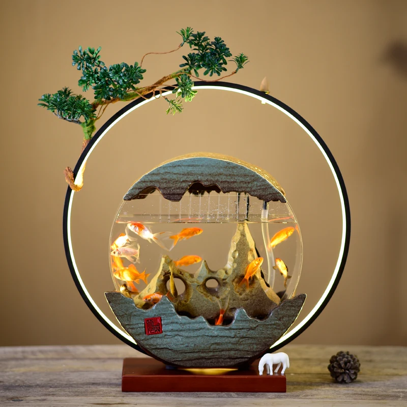 

Офисное украшение, аквариумная коробка, украшение для аквариума, маленький аквариум для рыб, циркулирующее домашнее экологическое ландшаф...