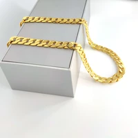 mens 24 k solid fine gold gf necklace square curb link chain xmas son dad logo grave stamp 24 carat sur le bijoux heavy 12mm